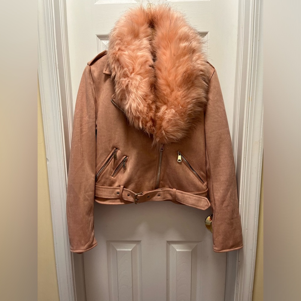 2 Coats in 1-Bellivera Pink Faux Suede Coat, Size Medium EXCELLENT CONDITION
